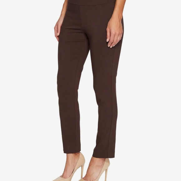 NWT Krazy Larry pull on stretch ankle pants in brown stretch S 6 - Picture 2 of 11